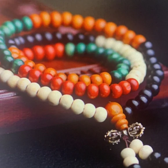 New Set Sandalwood bead bracelet Wristband Mala prat with earrings - Picture 6 of 6